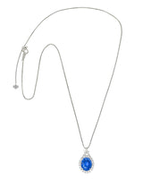 No Heat 9.05 CTW No Heat Ceylon Sapphire Diamond Platinum Cluster Pendant Necklace GIANecklace - Wilson's Estate Jewelry