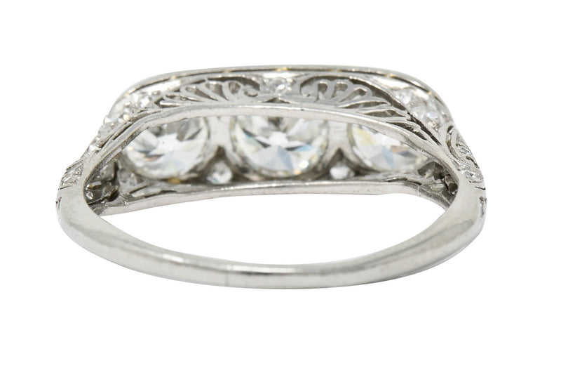 Art Deco 1.90 CTW Diamond Platinum Three Stone Dinner RingRing - Wilson's Estate Jewelry