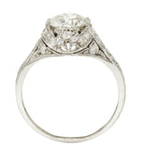 Edwardian 1.75 CTW Diamond Platinum Floral Engagement RingRing - Wilson's Estate Jewelry