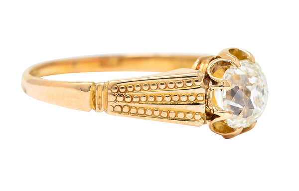 Victorian 1.03 CTW Old Mine Diamond 18 Karat Rose Gold Engagement Ring GIARing - Wilson's Estate Jewelry