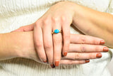 Contemporary Turquoise Cabochon 14 Karat Gold Stacking RingRing - Wilson's Estate Jewelry