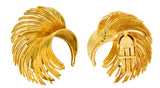 Tiffany & Co. Retro 18 Karat Gold Feather Ear-Clip Earrings Circa 1940sEarrings - Wilson's Estate Jewelry