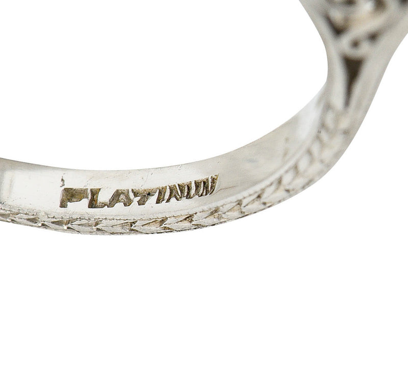 Art Deco 1.15 CTW Diamond Platinum Greek Key Engagement RingRing - Wilson's Estate Jewelry