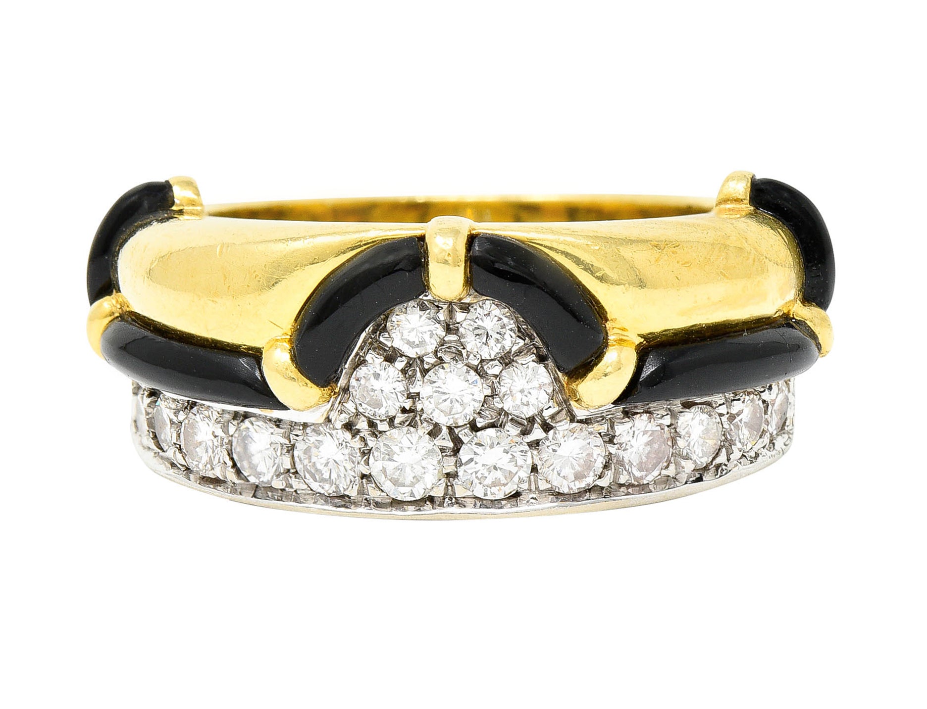 H. Stern Onyx 0.75 CTW Diamond 18 Karat Two-Tone Band Ring