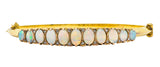 Victorian Diamond Opal 14 Karat Yellow Gold Scroll Bangle Bracelet Wilson's Estate Jewelry