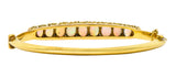 Victorian Diamond Opal 14 Karat Yellow Gold Scroll Bangle Bracelet Wilson's Estate Jewelry