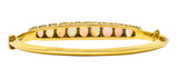 Victorian Diamond Opal 14 Karat Yellow Gold Scroll Bangle Bracelet Wilson's Estate Jewelry