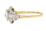 Art Deco 1.24 CTW Diamond Platinum 14 Karat Yellow Gold Engagement Ring Wilson's Estate Jewelry