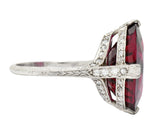 Art Deco 11.56 CTW Rubellite Tourmaline Diamond Platinum Gemstone Ring Wilson's Estate Jewelry