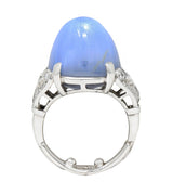 Mid-Century 39.00 CTW Star Sapphire Diamond Platinum Cabochon Ring Circa 1950Ring - Wilson's Estate Jewelry