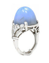 Mid-Century 39.00 CTW Star Sapphire Diamond Platinum Cabochon Ring Circa 1950Ring - Wilson's Estate Jewelry