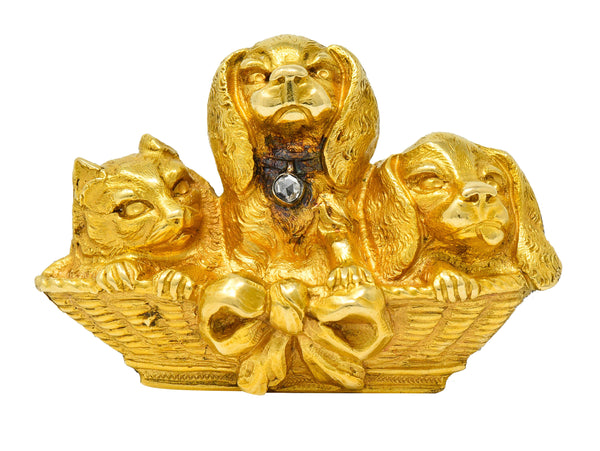 French Victorian Rose Cut Diamond 18 Karat Gold Puppy BroochBrooch - Wilson's Estate Jewelry