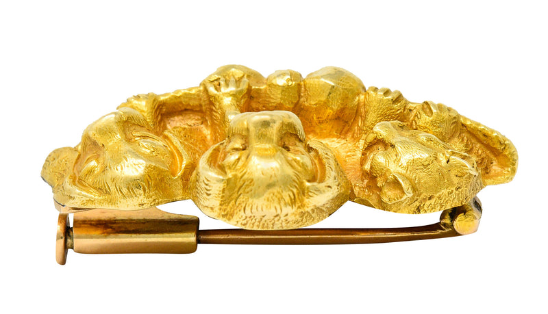 French Victorian Rose Cut Diamond 18 Karat Gold Puppy BroochBrooch - Wilson's Estate Jewelry