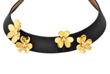 Van Cleef & Arpels Diamond 18 Karat Yellow Gold Silk Leather Frivole French Clover Vintage  Collar Necklace Wilson's Estate Jewelry