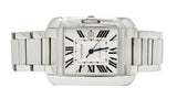 Cartier Tank Anglaise Sapphire Crystal Silver Stainless Steel Men's Unisex Watchbracelet - Wilson's Estate Jewelry