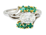 Cartier 1950's 1.76 CTW Diamond Emerald 18 Karat Two-Tone Bypass Ring GIARing - Wilson's Estate Jewelry