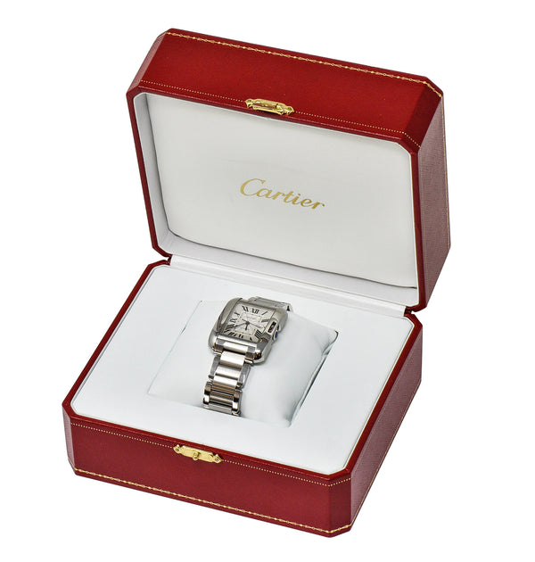 Cartier Tank Anglaise Sapphire Crystal Silver Stainless Steel Men's Unisex Watchbracelet - Wilson's Estate Jewelry