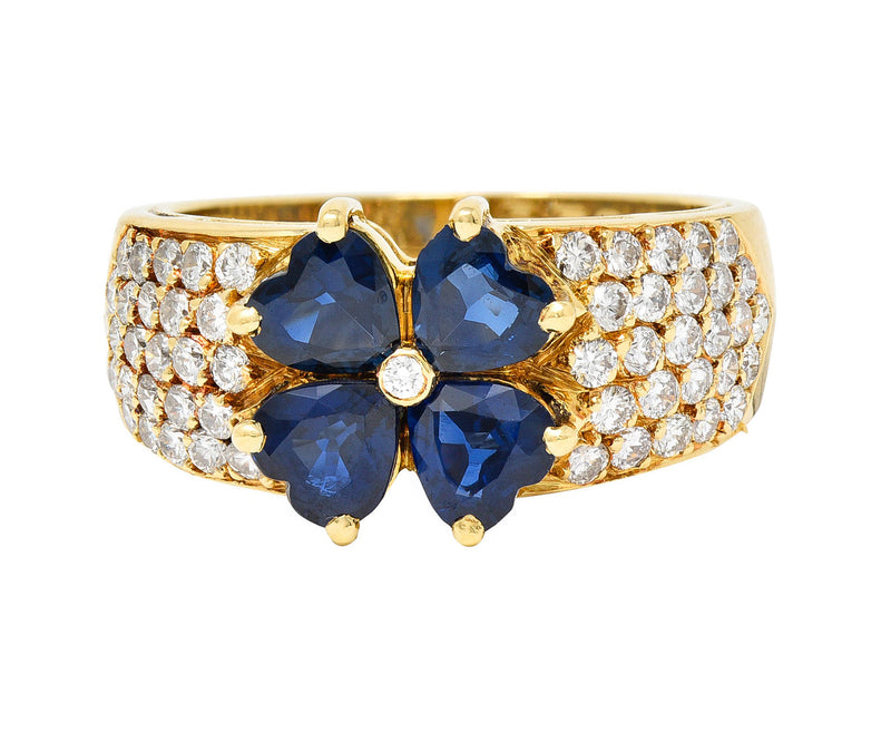 Van Cleef & Arpels French Sapphire Diamond 18 Karat Gold Marie Antoinette Fleurette Band RingRing - Wilson's Estate Jewelry