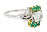 Cartier 1950's 1.76 CTW Diamond Emerald 18 Karat Two-Tone Bypass Ring GIARing - Wilson's Estate Jewelry