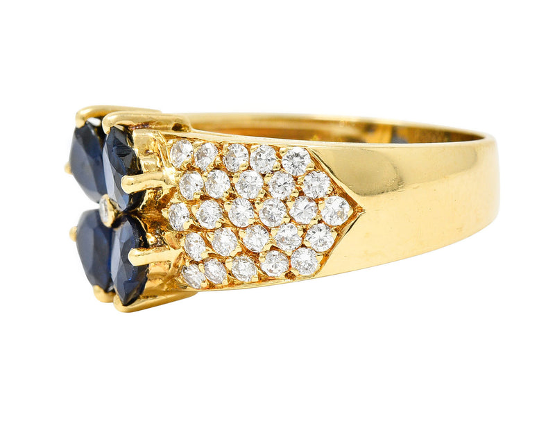 Van Cleef & Arpels French Sapphire Diamond 18 Karat Gold Marie Antoinette Fleurette Band RingRing - Wilson's Estate Jewelry