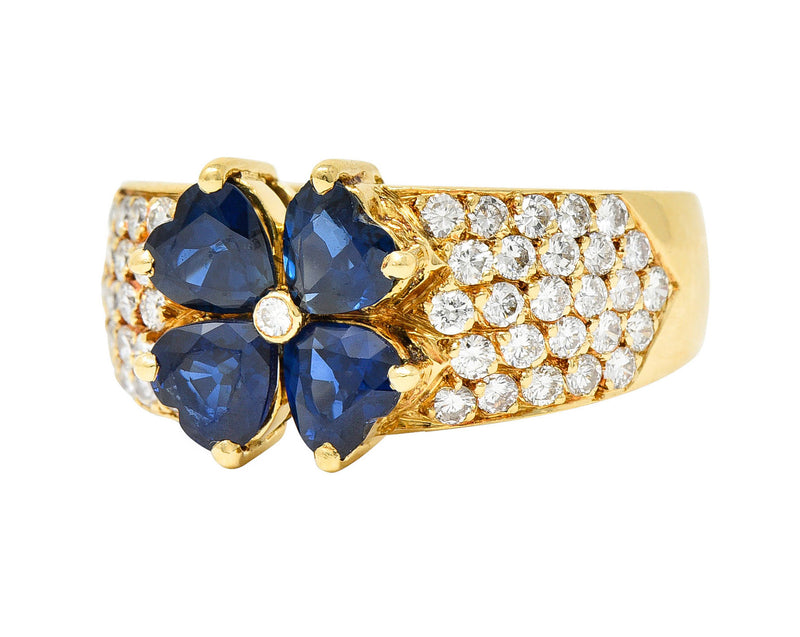 Van Cleef & Arpels French Sapphire Diamond 18 Karat Gold Marie Antoinette Fleurette Band RingRing - Wilson's Estate Jewelry