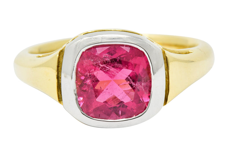 Contemporary Pink Tourmaline Platinum 18 Karat Gold Gemstone RingRing - Wilson's Estate Jewelry