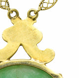 1940's Retro Carved Jade 14 Karat Gold Floral Pendant NecklaceNecklace - Wilson's Estate Jewelry