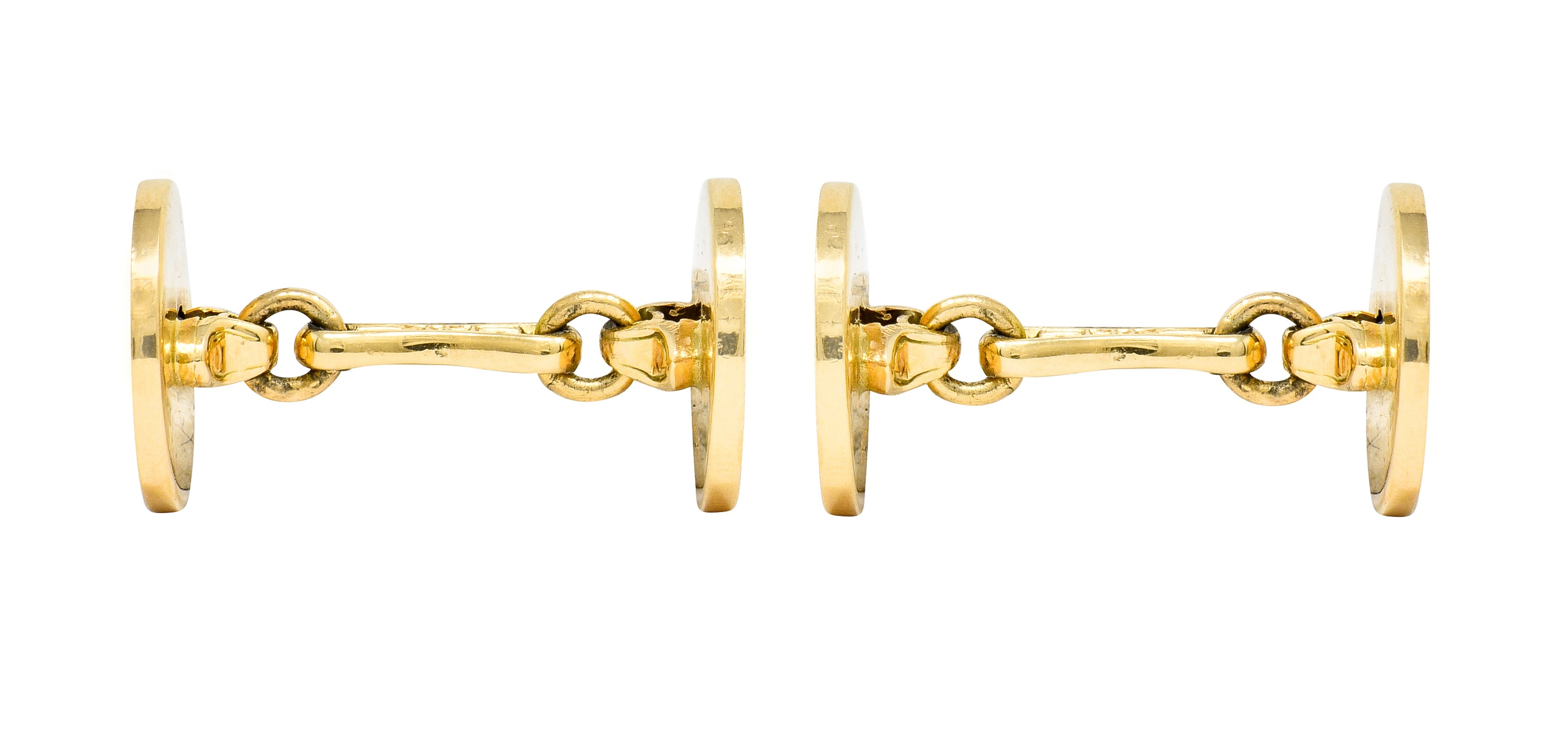 Tiffany & Co. Sapphire 14 Karat Gold Retro Men's Radiating Disk Cufflink Dress Set - Wilson's Estate Jewelry