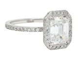 Cartier 3.82 CTW Emerald Cut Diamond Platinum Halo Engagement Ring GIARing - Wilson's Estate Jewelry