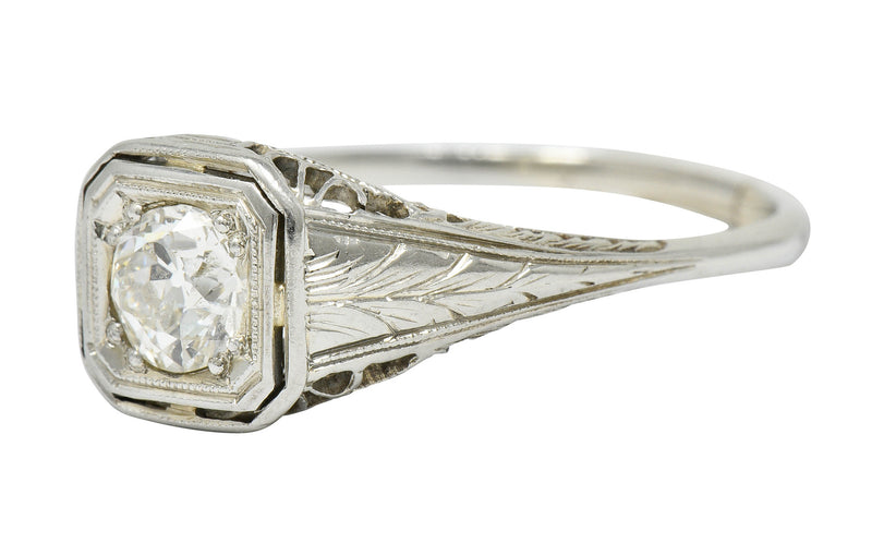 Art Deco 0.55 CTW Diamond 18 Karat White Gold Engagement RingRing - Wilson's Estate Jewelry