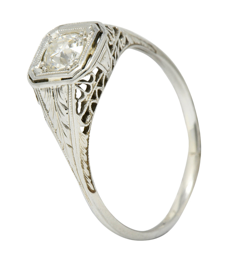 Art Deco 0.55 CTW Diamond 18 Karat White Gold Engagement RingRing - Wilson's Estate Jewelry