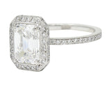 Cartier 3.82 CTW Emerald Cut Diamond Platinum Halo Engagement Ring GIARing - Wilson's Estate Jewelry