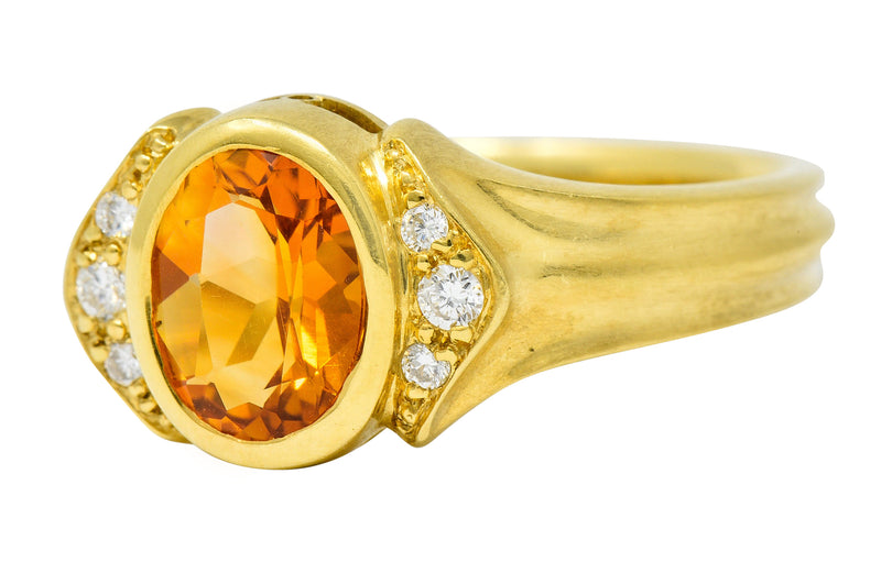 Contemporary Citrine Diamond 18 Karat Gold Gemstone RingRing - Wilson's Estate Jewelry
