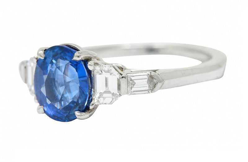 Raymond Yard 3.20 CTW No Heat Sapphire Diamond Platinum Ring GIARing - Wilson's Estate Jewelry