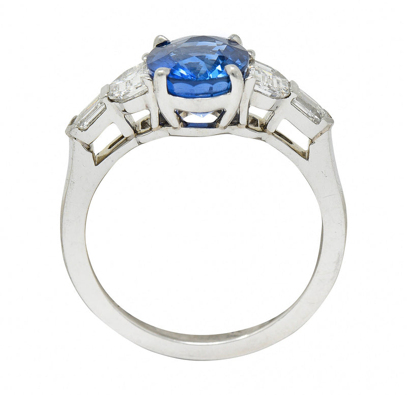 Raymond Yard 3.20 CTW No Heat Sapphire Diamond Platinum Ring GIARing - Wilson's Estate Jewelry