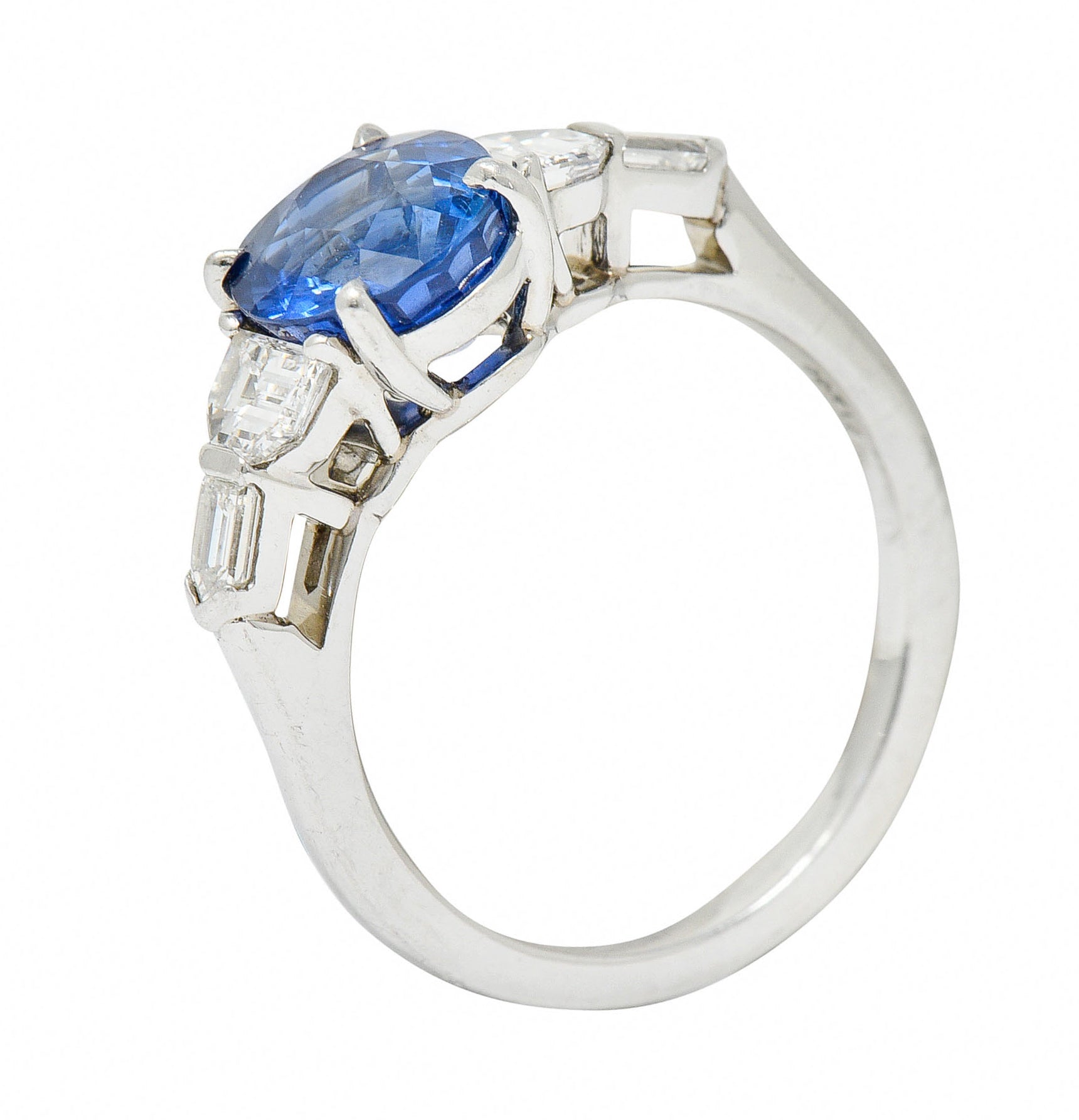 Raymond Yard 3.20 CTW No Heat Sapphire Diamond Platinum Ring GIARing - Wilson's Estate Jewelry