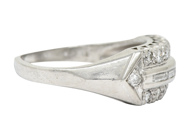 1950's Mid-Century 0.50 CTW Diamond Platinum Fishtail Channel Band Ring Wilson's Estate Jewelry