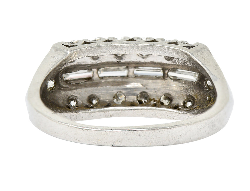 1950's Mid-Century 0.50 CTW Diamond Platinum Fishtail Channel Band Ring Wilson's Estate Jewelry