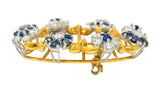 Oscar Heyman Bros. Vintage 3.60 CTW Sapphire Diamond Platinum 18 Karat Gold Floral BroochBrooch - Wilson's Estate Jewelry