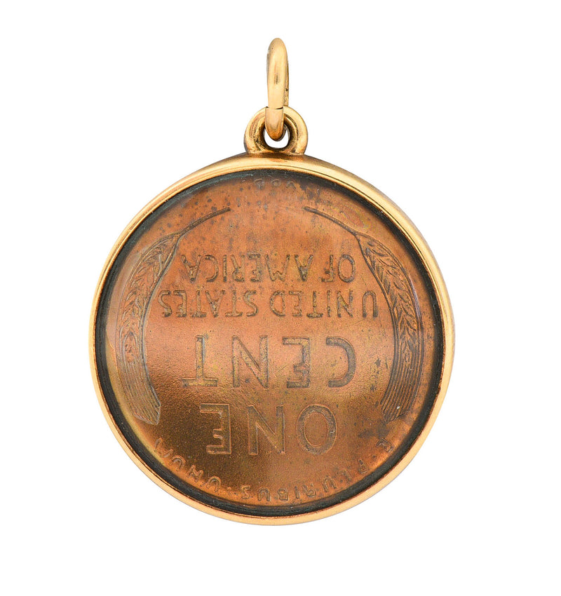 1908 Antique 14 Karat Gold Penny Charmcharm - Wilson's Estate Jewelry