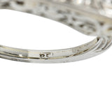 Edwardian 0.87 CTW Diamond Platinum-Topped 18 Karat White Gold Scrolled Band RingRing - Wilson's Estate Jewelry