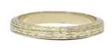 Art Deco 18 Karat White Gold Engraved Wheat Band RingRing - Wilson's Estate Jewelry