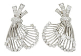 French Art Deco 7.32 CTW Diamond Platinum Flared EarringsEarrings - Wilson's Estate Jewelry