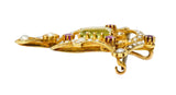 Art Nouveau 2.95 CTW Peridot Ruby Freshwater Natural Pearl 15 Karat Gold Pendant BroochBrooch - Wilson's Estate Jewelry