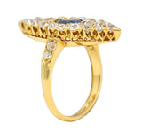 Late Victorian 2.08 CTW Sapphire Diamond 18 Karat Gold Navette Cluster RingRing - Wilson's Estate Jewelry