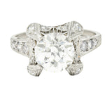 Art Deco 2.53 CTW Old European Cut Diamond Platinum Filigree Engagement Ring Wilson's Estate Jewelry