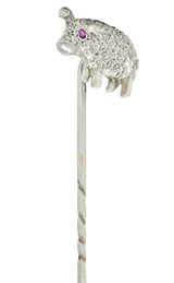 Edwardian Pave Diamond Platinum Pig StickpinStick Pin - Wilson's Estate Jewelry