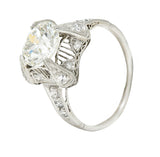 Art Deco 2.53 CTW Old European Cut Diamond Platinum Filigree Engagement Ring Wilson's Estate Jewelry