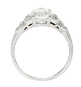 Vintage 1.76 CTW Oval Cut Diamond Platinum Stepped Engagement Ring GIA Wilson's Estate Jewelry