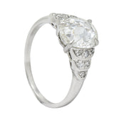 Vintage 1.76 CTW Oval Cut Diamond Platinum Stepped Engagement Ring GIA Wilson's Estate Jewelry